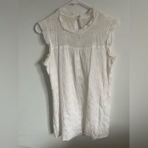 Women's White Eyelet Sleeveless Dress